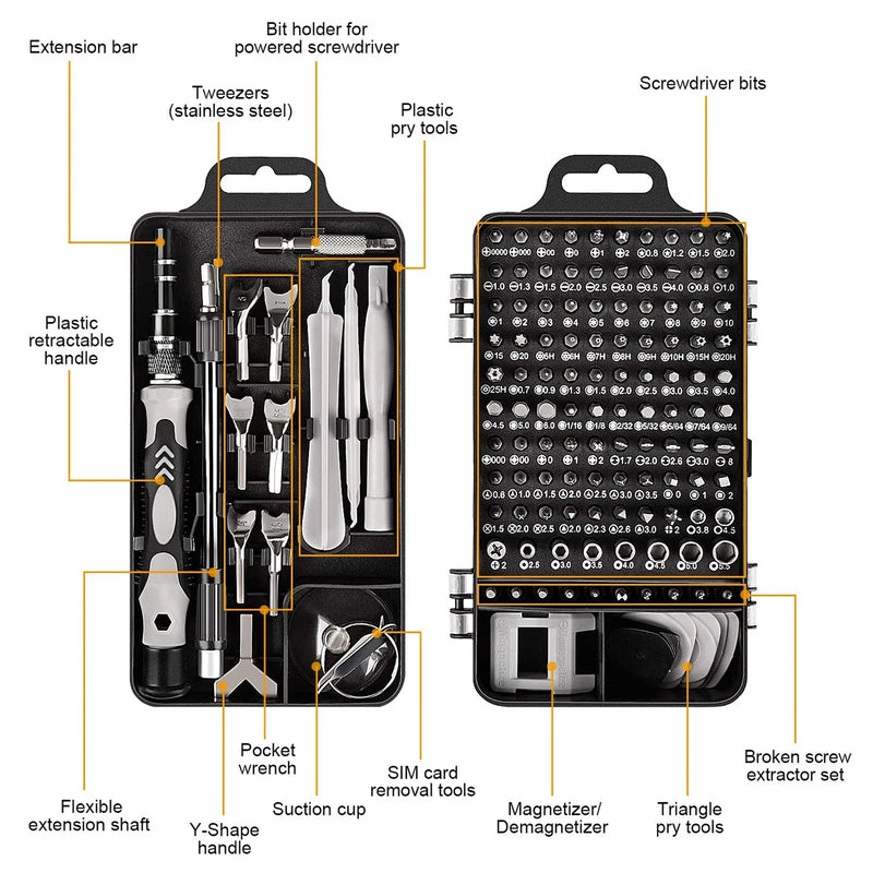 Kit de Ferramentas 135 em 1 Magnetic Torx Phillips Screw Bit Kit With Electrical Driver Remover Wrench Repair Phone PC Tool
